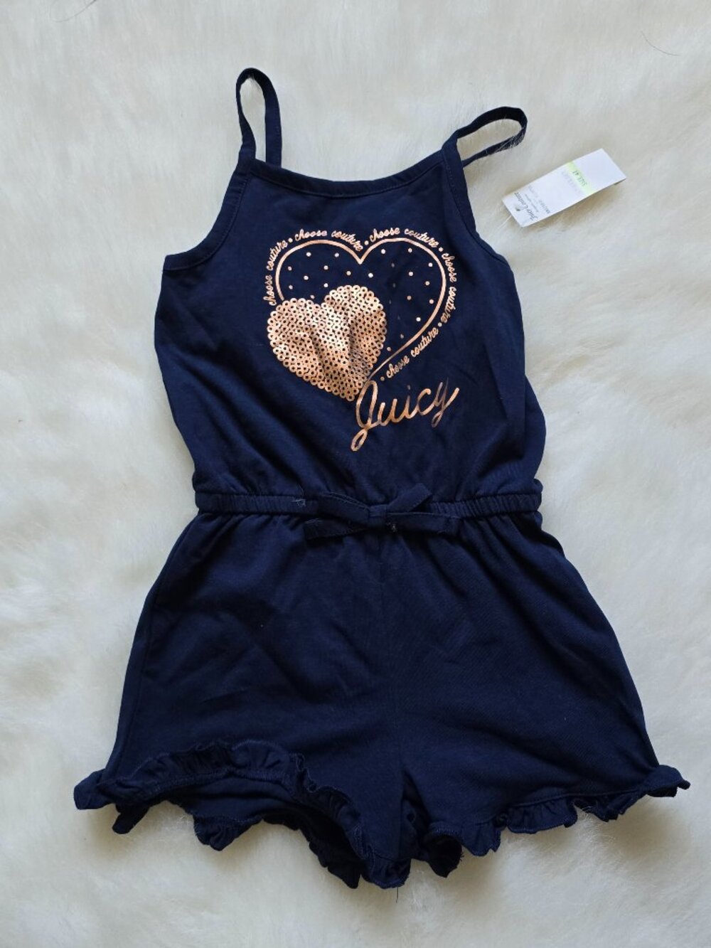 Juicy Couture Navy Jumpsuit with Gold Heart Graphic Girl size 4T